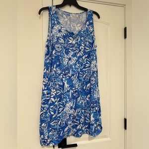 NWOT Lilly Pulitzer Lela Henley Tank Dress in Blue Tang Flocking Fabulous XL